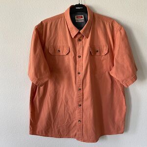 Wrangler Flex For Comfort Button Up Shirt Men's  XL Short Sleeve Orange Pockets‎
